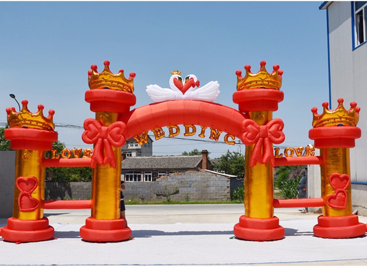 海棠红色婚庆气模拱门